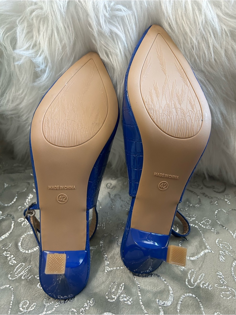 NEW Croc-Embossed Slingback Pointed Toe Flats - Royal Blue, Size 11 - Picture 6 of 6